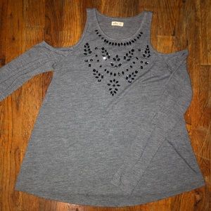 hollister cold shoulder/ open shoulder beaded top
